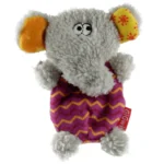 For medium chewers the GiGwi Plush Friendz with Refillable Squeaker Elephant Toy is available in grey and red