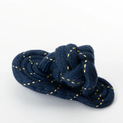 Handcrafted, long-lasting, sandal-shaped rope chew toy for dogs and cats