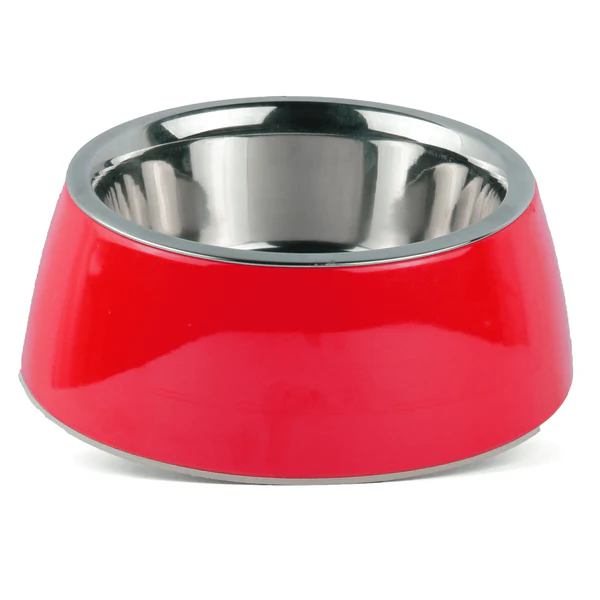 Red Solid Color Melamine Bowl with Basil Design for Dogs and Cats Red Solid Color Melamine Bowl with Basil Design for Dogs and Cats - Image 1