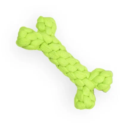 Skatrs Bone Shaped Rope Chew Toy (Neon Green) for Dogs and Cats