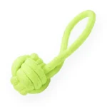 Skatrs Handmade Neon Green Knotted Ball with Handle Rope Chew Toy for Dogs and Cats