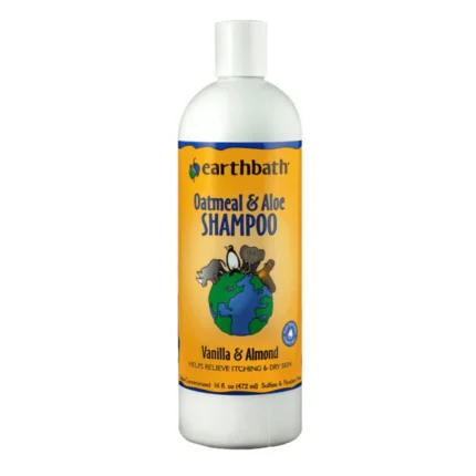 For dogs and cats, EarthBath Oatmeal & Aloe Shampoo in Vanilla & Almond