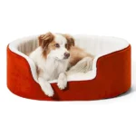 For dogs and cats, Fluffy's Petslover Winter Round Shape Reversible Ultra Soft Bed with Cushion Pillow (Red)