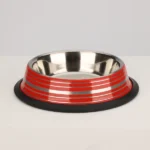 For dogs and cats Skatrs Anti-Slip Glossy Striped Bowl (Red)