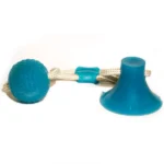 For medium chewers the Basil Silicon Vacuum Cup with Rope & Ball Toy is a green toy for dogs and cats