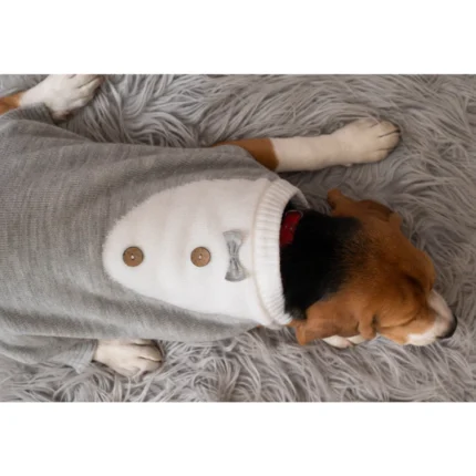 Petsnugs Soft Knit Dog and Cat Sweater in Grey and White