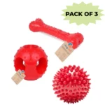Super Dog Spike Hole Bone Medium Dog Toy by Goofy Tails (Pack of 3)