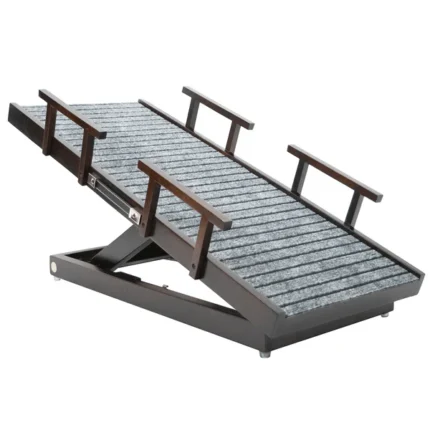 FurryLiving Dark Brown Wooden Ramp for Dogs and Cats with Safety Rails