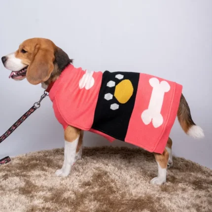 The pink Petsnugs Bones and Paws Sweater is perfect for both dogs and cats.