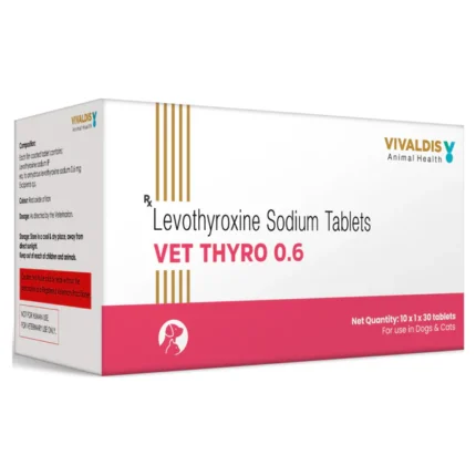 Tablets of levothyroxine sodium (Vivaldis Vet Thyro 0.6) for cats and dogs