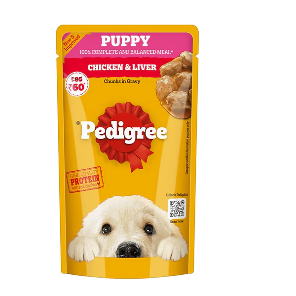Wet Food for Dogs Pedigree Chicken and Liver Chunks in Gravy Pouch Wet Food for Dogs: Pedigree Chicken and Liver Chunks in Gravy Pouch (130g) - Image 1