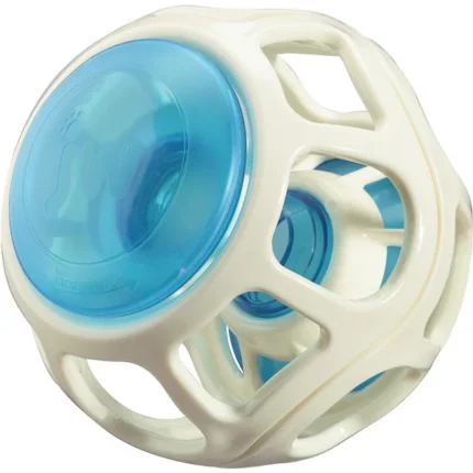 White/Blue JW Rockin Treat Ball Toy for Dogs