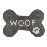 Dog and cat pawpourri bone-shaped woof-printed mat(Dark Grey)