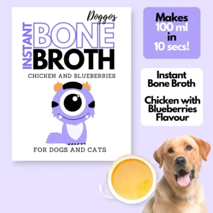 Doggos Blueberry-Infused Instant Chicken Bone Broth for Cats and Dogs
