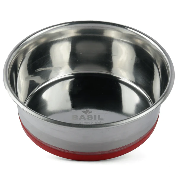Dogs' Heavy Basil Dish with Silicon Bowl Dogs' Heavy Basil Dish with Silicon Bowl (Maroon) - Image 1