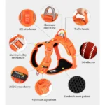 Dogs' Truelove No Pull Cordura Harness with 3M Reflective Material (Orange) - Image 8
