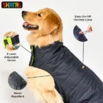 Dogs and cats can wear the Skatrs Midnight Blue Puffer Reversible Jacket with Adjustable Baby Velcro - Image 2