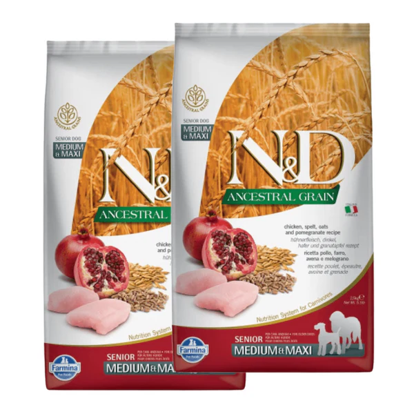 Farmina N&D Ancestral Grain Senior Medium Maxi Dog Dry Food with Chicken and Pomegranate Farmina N&D Ancestral Grain Senior Medium Maxi Dog Dry Food with Chicken and Pomegranate - Image 1