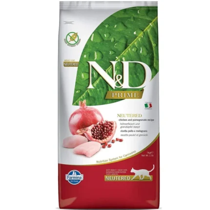 Farmina N&D Dry Food for Adult Neutered Cats Prime Chicken & Pomegranate