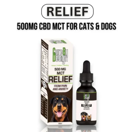 For dogs and cats, Cure By Design Hemp Oil contains 500 mg of CBD (MCT)