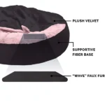 For dogs and cats, the Fluffy Petslover Calming Anti-Anxiety Hooded Fabric Bed with a Blanket Attached (Black) - Image 2