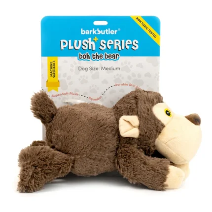 For medium chewers, Barkbutler Boh the Bear Plush Toy is a great option (Brown)