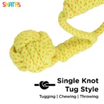 Handcrafted Ball Rope Tug Toy for Dogs and Cats by Skatrs (Neon Green) - Image 3
