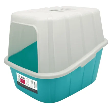 M Pets Qena Cat Litter Box (White/Turquoise)