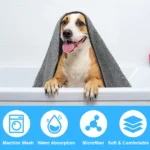 Quick Dry Towel for Dogs and Cats by Talking Dog Club (Grey) - Image 3