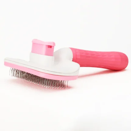 Skatrs Metal Bristle Self-Cleaning Slicker Brush for Dogs and Cats (Pink)