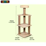 Scratchy Wonderland Jumbo Multi-Level Cat Tree Toy with Sisal Posts by Skatrs (Beige) - Image 4