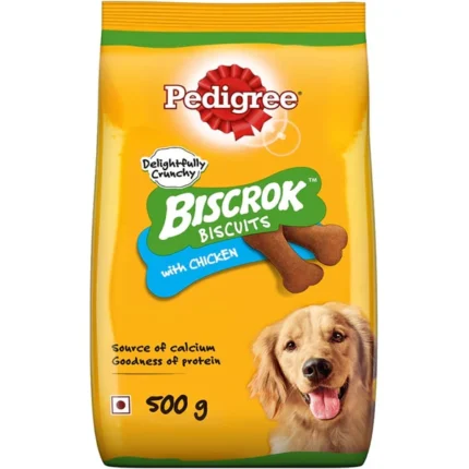 The flavour of Pedigree Chicken Dog Treats: Biscrok Dog Biscuits
