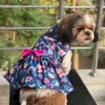 Pawgypets Dogs' Hawaiian Flamingo Dress(Navy Blue)