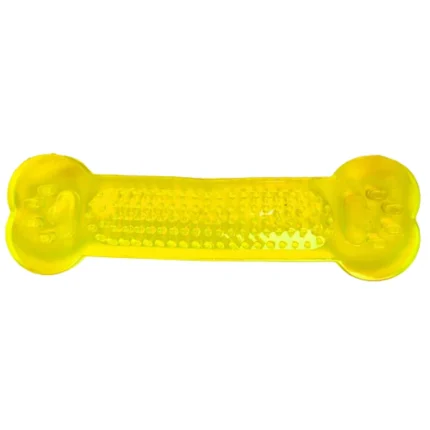 Chullbull Flat Silicone Gel Teething Bone Chew Toy for Dogs and Puppies (Yellow)