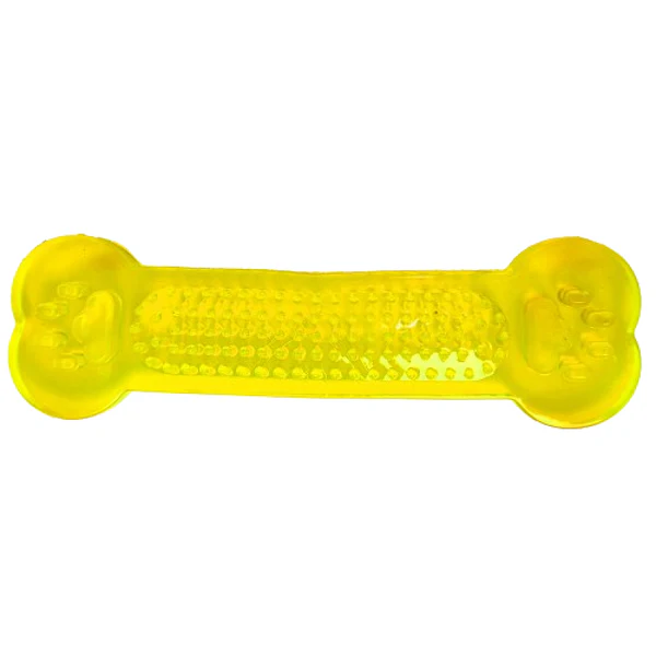 Chullbull Flat Silicone Gel Teething Bone Chew Toy for Dogs and Puppies Chullbull Flat Silicone Gel Teething Bone Chew Toy for Dogs and Puppies (Yellow) - Image 1