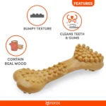Dog Woodplay Brush Bone Toy Barkbutler x Fofos For Chewers (Brown) - Image 2