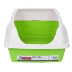 M Pets Mansura Cat Litter Tray with Rim (White/Green)