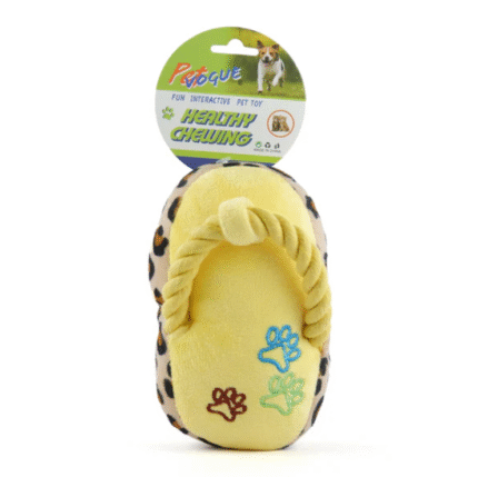Dogs' Sandal-Shaped Yellow Plush Toy from Pet Vogue Ideal for Soft Chewers