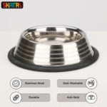 Dogs & Cats' Skatrs Anti-Skid Stainless Steel Striped Bowl - Image 2