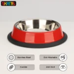 Skatrs Glossy Anti-Skid Bowl for Cats and Dogs (Red) - Image 2