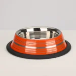 Skatrs Glossy Striped Anti-Skid Bowl for Cats and Dogs(Orange)