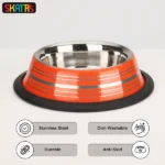 Skatrs Glossy Striped Anti-Skid Bowl for Cats and Dogs(Orange) - Image 2