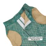 Skatrs Gold-Printed Brocade Sherwani for Cats and Dogs (Teal) - Image 6