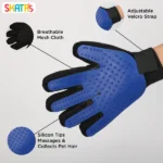Skatrs Mess-Free Grooming Gloves for Cats and Dogs(Blue) - Image 3