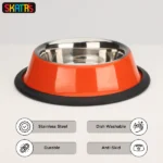 Skatrs Orange Anti-Skid Glossy Bowl for Dogs and Cats (Buy 1 Get 1) - Image 2