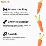 Skatrs Rope Chew Toy in the Shape of a Carrot for Dogs and Cats(Orange) - Image 4