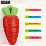 Skatrs Rubber Squeaky Carrot Chew Toy (Red) for Small and Medium-Sized Dogs For Heavy Chewers - Image 3
