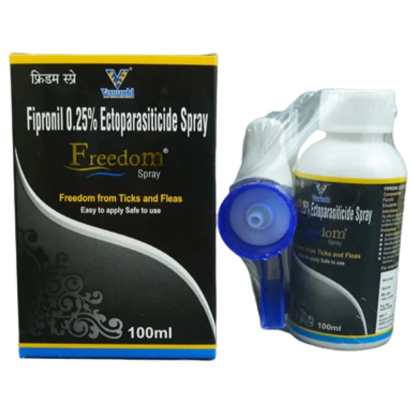 Venkys Freedom (Fipronil) Dog and Cat Flea and Tick Control Spray Venkys Freedom (Fipronil) Dog and Cat Flea and Tick Control Spray (100ml) - Image 1