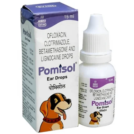 Virbac Epiotic Ear Cleanser for Dogs & Cats (50ml) and Intas Pomisol Ear Drops (15ml) in combination